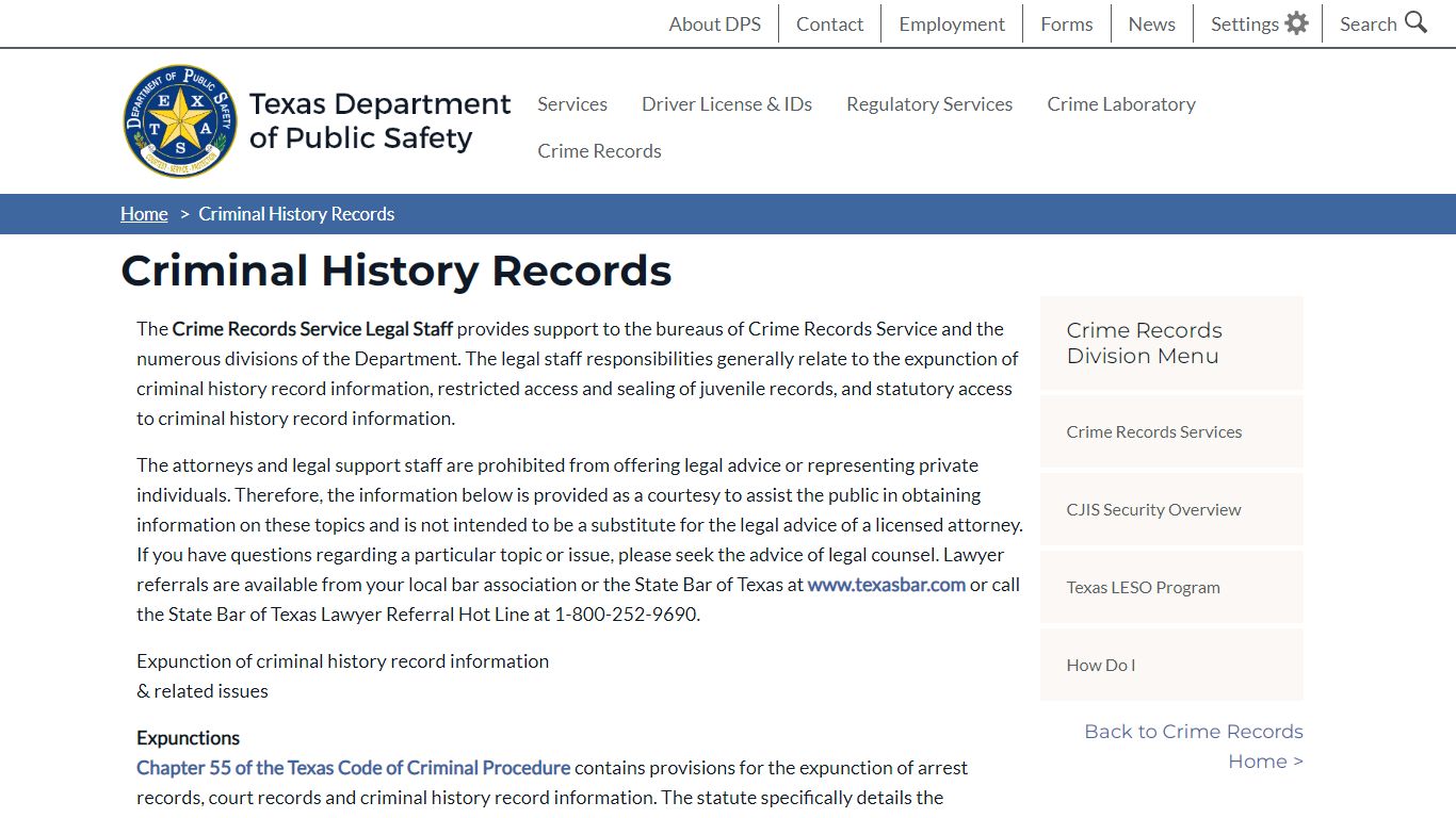 Criminal History Records - Texas Department of Public Safety