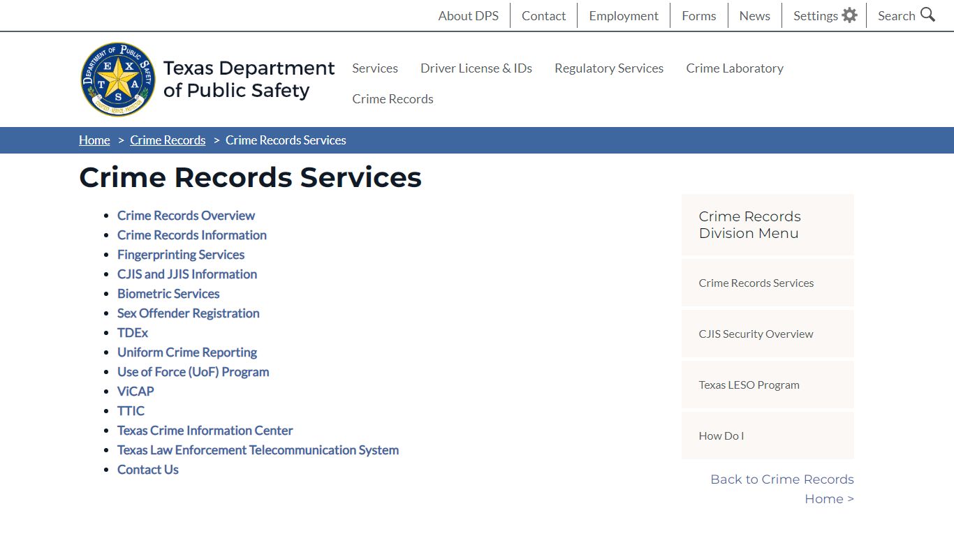 Crime Records Services - Texas Department of Public Safety